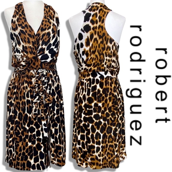 ROBERT RODRIGUEZ Faux Cheetah Wrap Dress - Picture 2 of 9